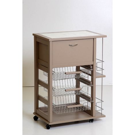 Carrello portafrutta portapane e bottigliera LACCATO TORTORA (1/2)