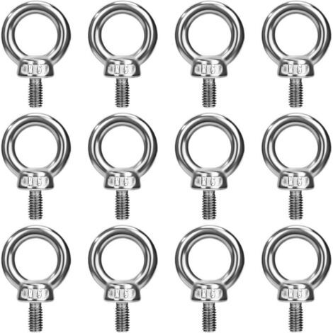 Boulons à Oeil M6 Anneau de Levage Boulon à œil Anneaux Filetage Vis en Acier Inoxydable 304 pour Fixer des Suspendus Relier 12 Pièces