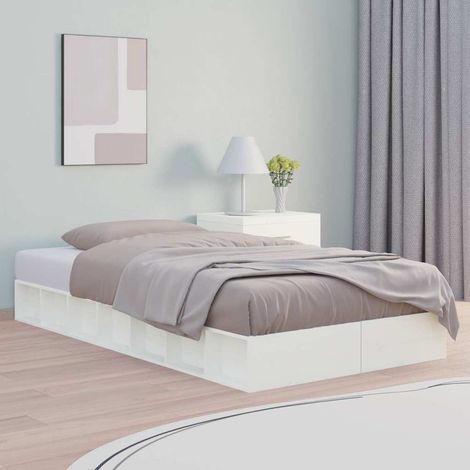 Estructura de cama madera maciza blanco 100x200 cm (1/5)