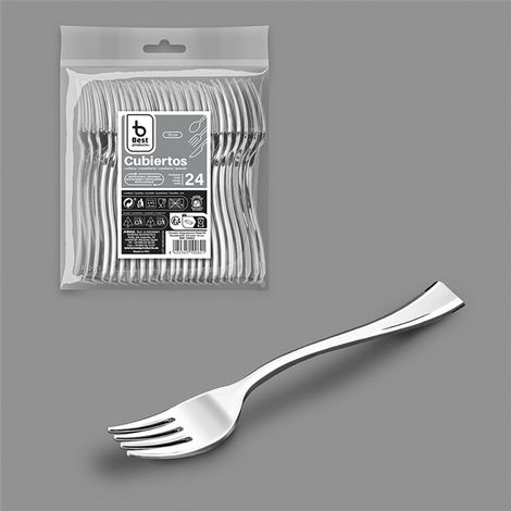 Forchetta da degustazione riutilizzabile 10 cm, argento. 24 pezzi