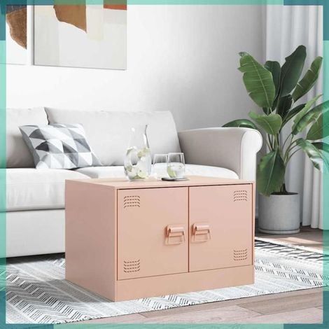 841728 Table basse rose 67x50x44 cm acier (1/5)
