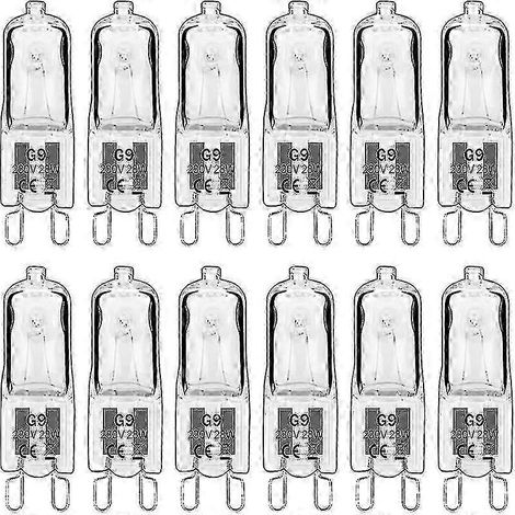 Ampoule halogène G9 (20 pièces) - Ampoule spéciale pour four (classe C) 230 V 28 W - Convient également pour lampe de table, applique murale et lustre. (1/2)