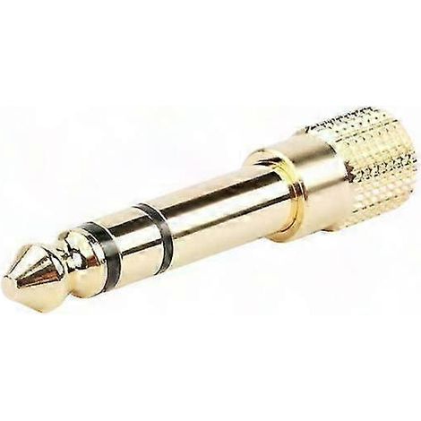 Adaptateur audio 3,5 mm vers 6,35 mm plaqué or, connectique jack stéréo pour casque et enceintes, fiche mâle vers prise femelle, robuste et haute fidélité (1/5)