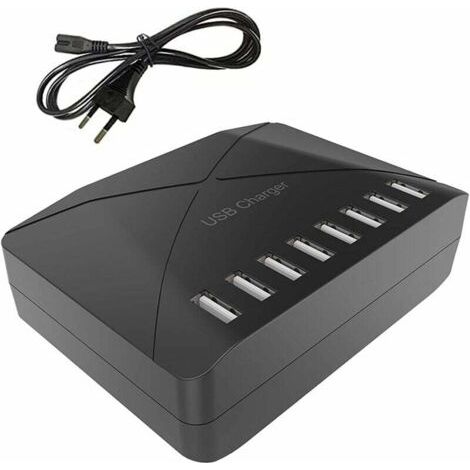 Chargeur USB 40 W, multi-USB à 8 ports, hub de charge avec détection intelligente, station de charge USB multi-ports, pour smartphones, tablettes et autres appareils (1/5)