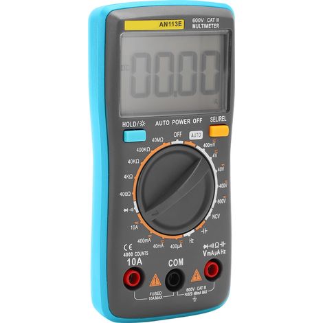Multimètre numérique portable AN113E avec rétroéclairage, cordons de test, pour laboratoire, éducation, usine - Bleu (1/5)