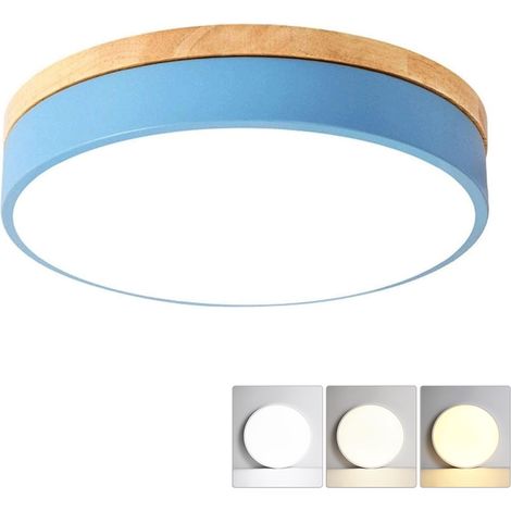 Plafonnier LED, Plafonnier Rond Moderne en Métal 36 W, 3 Températures de Couleur, pour Salon, Chambre, Cuisine, Couloir, Salle à Manger, 40 cm, Bleu (1/5)