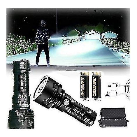 Hochleistungsfähige, wasserdichte LED-Taschenlampe, 30.000 bis 100.000 Lumen, ultrahell, 3 Modi, XLM-P70 USB-wiederaufladbare LED-Taschenlampe, die leistungsstärkste 50-Watt-Taschenlampe. (1/5)