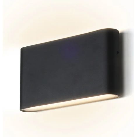 Applique LED haut/bas 12W 4000K aluminium noir IP54 175mm