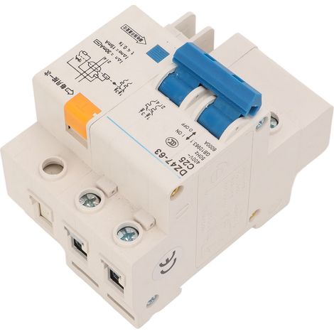 Disjoncteur miniature bipolaire 400 V DZ47LE-63, montage sur rail DIN, capacité de segmentation 6000 ADZ47LE-63 C25 (1/5)