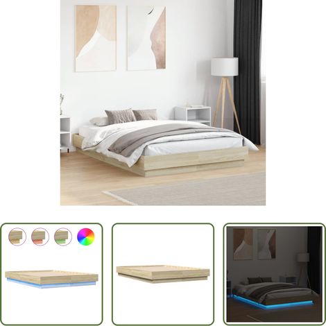 LED-Leuchten - Bettgestell mit LED Sonoma-Eiche 120x190 cm (1/5)