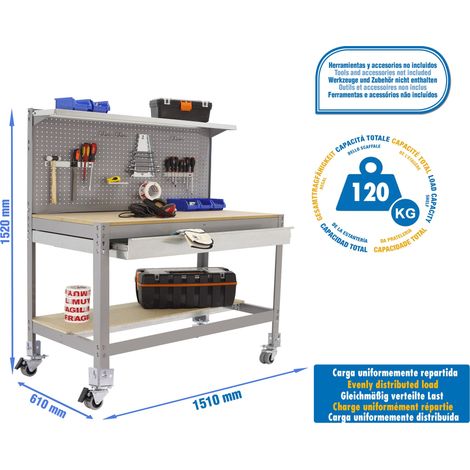 Simonrack Tavolo da lavoro moderno grigio legno robusto 120 kg