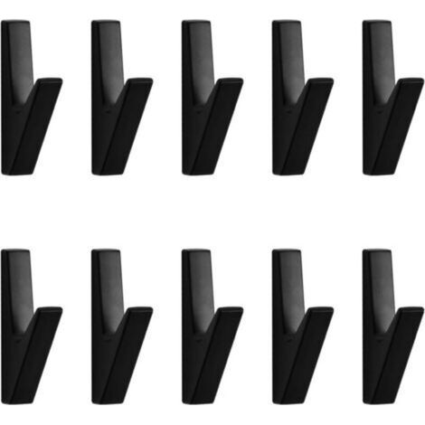 Lot de 10 crochets muraux miniatures en laiton noir à visser, crochets de porte noirs, crochets muraux noirs pour suspension, crochets doubles en laiton pour peignoir, crochets de salle de (1/5)