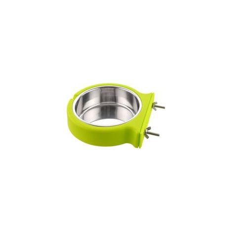 Bol amovible en acier inoxydable pour cage, gamelle suspendue pour chien, chat, lapin, oiseaux, grand vert –