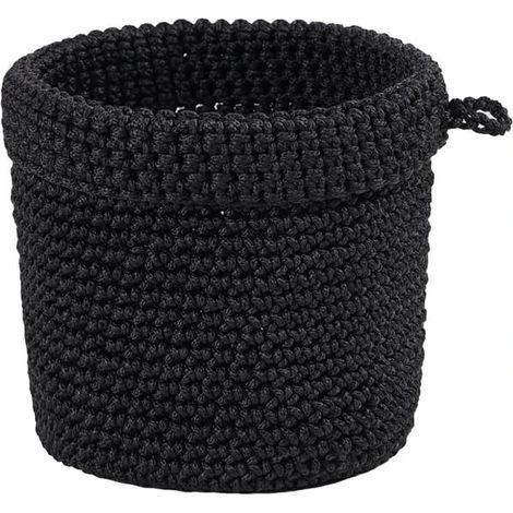 Paniers de rangement noirs, organisateur en fibres naturelles tressées, fait main, pliable, décoration intérieure écologique (1/5)