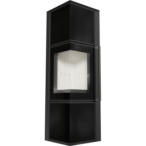 Kaminofen aus Stahl KRATKI TORA/M 8 kW Ø 150 Schwarzes Glaspaneel mit Türfeder (1/5)