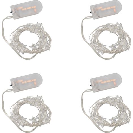 Guirlande LED Étoile 4pcs 2m 20LED Blanc Froid IP44 Déco Intérieur Extérieur Piles CR2032 Flexible (1/5)