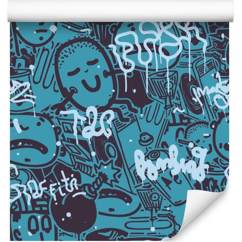 Carta da parati con disegni graffiti per soggiorno e camera da letto, 50x1000 cm (1/5)