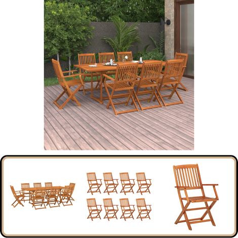 Ensemble à manger de jardin 9 pcs 220x90x75 cm bois d'acacia - Meubles De Jardin - Salon De Jardin - Acacia - Mobilier De Jardin - Set De Table