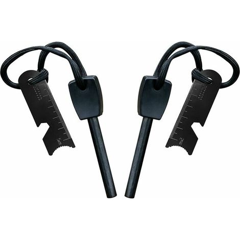 Survival-Feuerstein, Feuerstarter mit Schaber, wasserdicht, 10.000 Funken bei 3.000 Grad, 8-mm-Stab, Magnesium-Feuerstahl – Feuerstarter, Umhängeband, Multitool-Schaber (2 Stück) Cisea