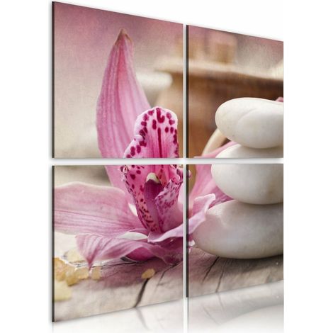 Tableau orchidée et zen - 60 x 60 cm (1/4)