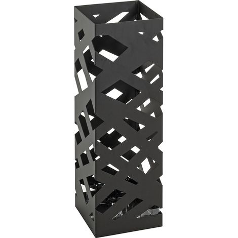 Porte-parapluies, Noir, métal - Dimensions : L 16 x H 48 x P 16 cm, Style : Moderne (1/5)