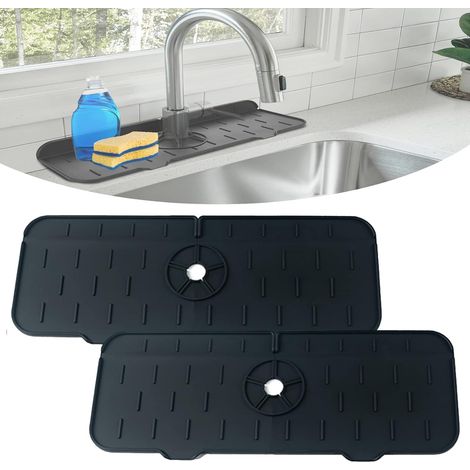 Paquet de 2 pare-éclaboussures d'évier de et, tapis de et d'évier en silicone, tapis de comptoir anti-goutte anti-éclaboussures de et de salle de bain de cuisine (1/5)