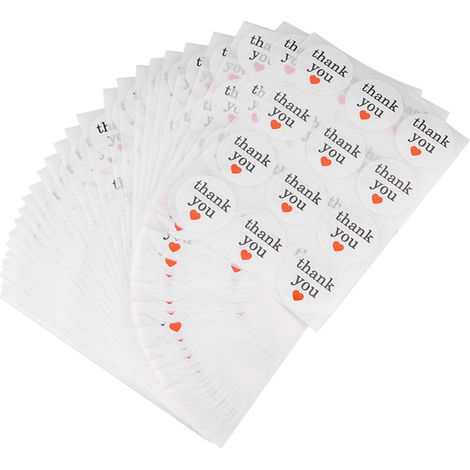 Autocollant Merci Forme De Cœur - 30 Feuilles - 360 Autocollants Ronds - Pour Emballage Cadeau Mariage Fête - Adhésif Fort (1/5)