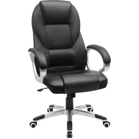 SONGMICS Sedia da Ufficio Ergonomica, Poltrona Direzionale, Girevole e Altezza Regolabile, da Scrivania in Studio e Ufficio, con Rotelle, Nero OBG22B (1/4)