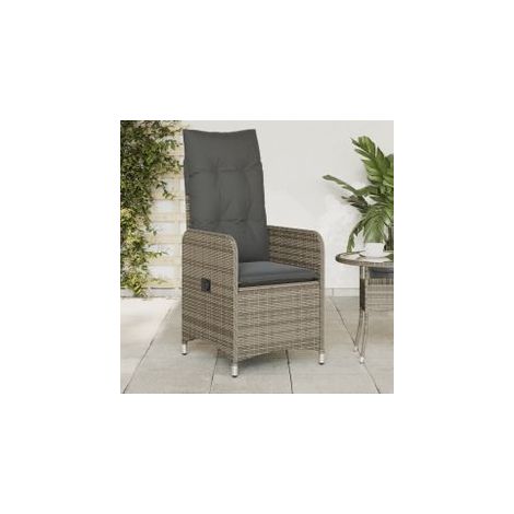 Chaise inclinable de jardin avec coussins gris résine tressée (1/5)