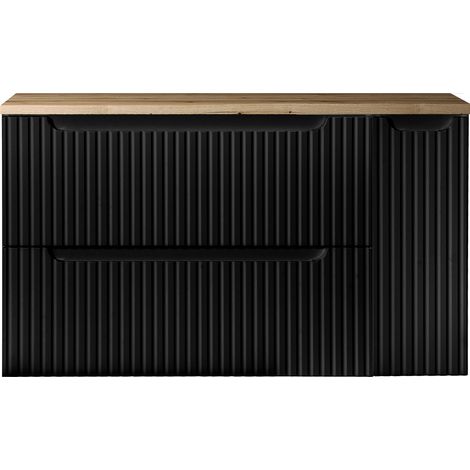 Waschtisch-Unterschrank 100cm, in schwarz mit Eiche, NEWPORT-56-BLACK (1/5)