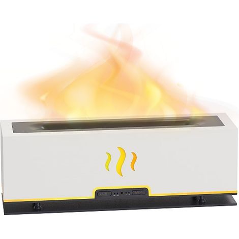 Lampe LED Flamme Aromatique Diffuseur d'Huiles Essentielles Humidificateur USB Design Moderne Blanc (1/5)