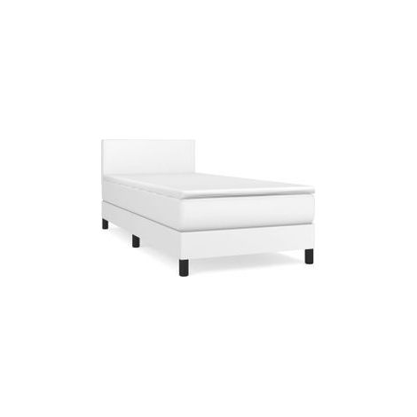 Sommier à lattes de lit avec matelas Blanc 80x200 Similicuir (1/5)