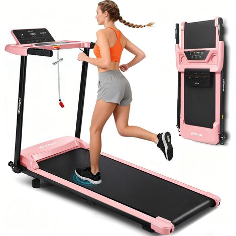GBLY Tappetino Elettrico Rosa Telaio Metallo 1-14 km/h Max 140 kg Motore Silenzioso con Sistema Ammortizzante Display LED Digitale Completamente Pieghevole Design Compatto per Soggiorno Camera Sala Ho (1/5)