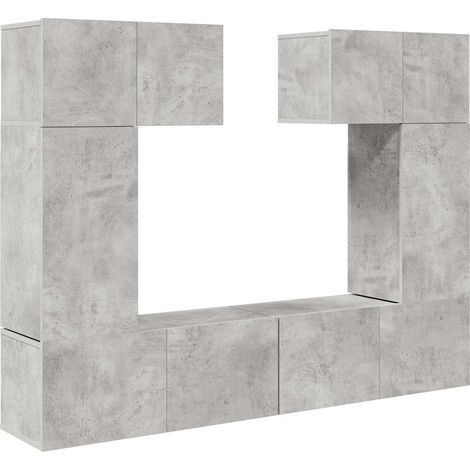 vidaXL Set muebles de salón TV 6 pzas madera ingeniería gris hormigón (1/2)