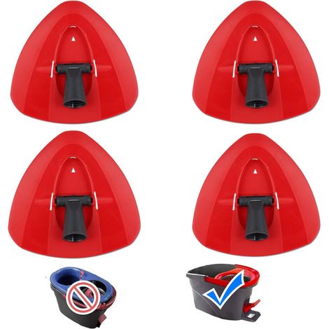Tête de balai de rechange rouge, compatible avec les accessoires de balai VI-Leda, disque de balai pivotant triangulaire, 4 pièce. (1/5)