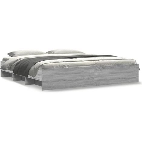 Maison Exclusive - Bettgestell Grau Sonoma 200x200 cm Holzwerksto (1/5)