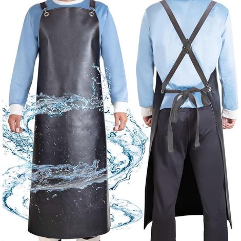 Tablier en caoutchouc imperméable, tablier en vinyle robuste, réglable, tablier épais pour restaurant, lave-vaisselle, boucher