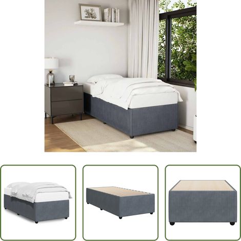 Sommeil confortable - Cadre de lit sans matelas gris foncé 90x190 cm velours (1/5)