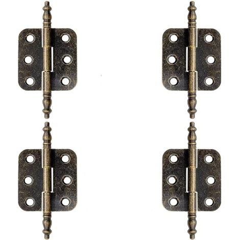 KZQ Bisagras de latón antiguo, 4 unidades, vintage, planas, de 70 x 35 mm, para puerta de armario, plegables, de bronce, para muebles antiguos, joyeros y armarios. (1/4)