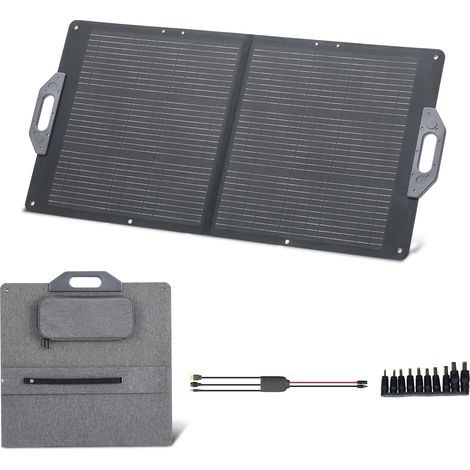 Mophorn Pannello Solare Pieghevole 100 W, Modulo Fotovoltaico Monocristallino Portatile con Connessione MC4, Porte USB-A e Tipo C, Resistente all'acqua IP65 per Stazioni di Energia, Campeggio