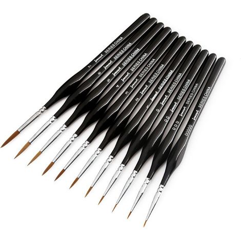 Ensemble de pinceaux de peinture, 11 pinceaux de précision pour la réalisation de maquettes acryliques. (1/4)