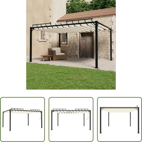 vidaXL Abri extérieur - Tonnelle avec toit à persienne 3x4 m Crème Tissu et aluminium (1/5)