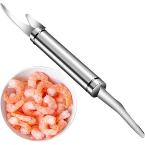 Garnelenschäler, Garnelenmesser, Garnelenentdarmungsgerät aus Edelstahl, multifunktionales Garnelenschälgerät, Garnelen (1/4)