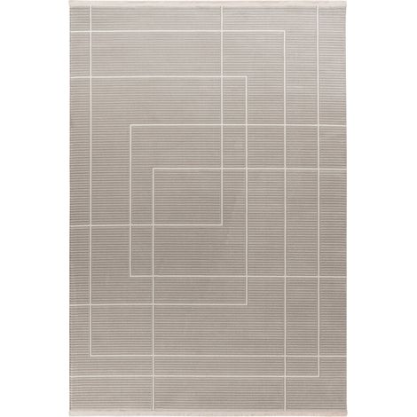 Tapis intérieur argenté dense moderne à poils courts - 170 x 120 cm
