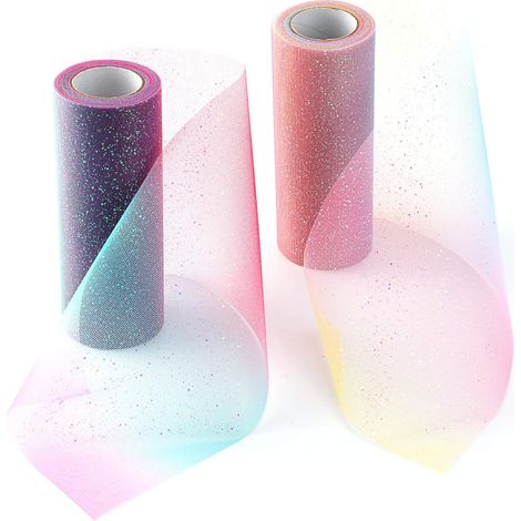 6 pouces 10 yards/30 pieds arc-en-ciel paillettes tulle rouleau tissu tutu jupe de table ruban de table tulle filet pour ruban de tulle de fête, ensoleillé (1/5)