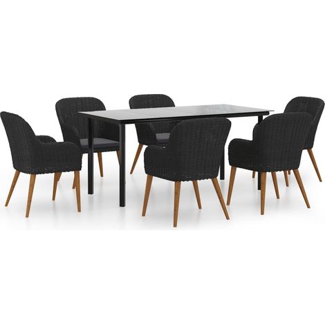 Maison Exclusive - Set da Pranzo da Giardino 7 pz con Cuscini Nero (1/5)