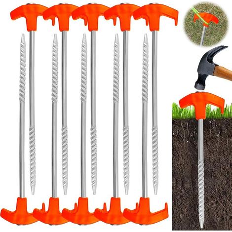 Piquets de tente à visser en aluminium : 10 piquets de tente en aluminium pour le camping, la randonnée et les pique-niques. Accessoire pratique et durable. (1/5)