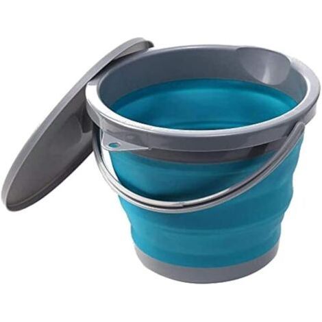 Seau de 5 litres avec couvercle pliable, seau de nettoyage rond portable et pliable en plastique PP TPR matériau seau de pêche pour l'extérieur et l'intérieur (1/4)