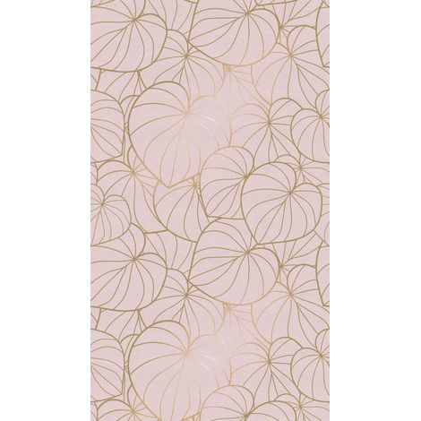 A.S. Creations – Papier peint vinyle sur intissé rose – Motif feuillage – Lessivable et brossable – Raccord panoramique – 240g/m² (1/4)