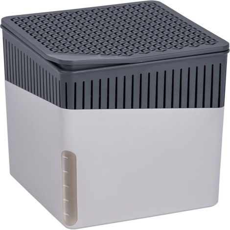 Lot de 2 déshumidificateurs Design CUBE Rechargeables 500g Absorbeur d'humidité, Anti moisissure jusqu’à 2 mois, Idéal jusqu'à 40m²,13x13x13 chaque, Gris